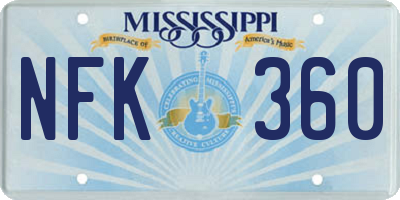 MS license plate NFK360