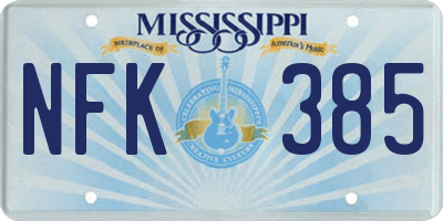 MS license plate NFK385