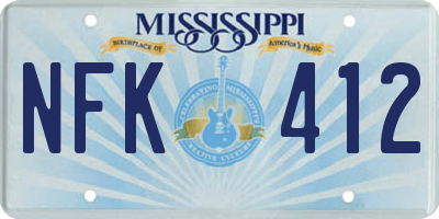 MS license plate NFK412