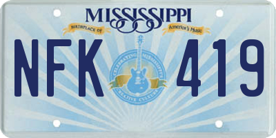 MS license plate NFK419