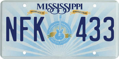 MS license plate NFK433