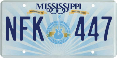 MS license plate NFK447