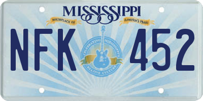 MS license plate NFK452