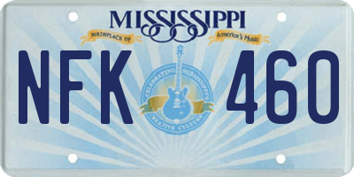 MS license plate NFK460