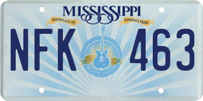 MS license plate NFK463