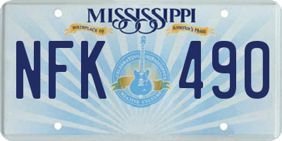 MS license plate NFK490