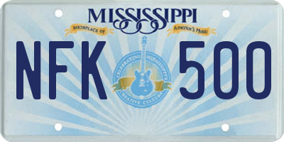 MS license plate NFK500