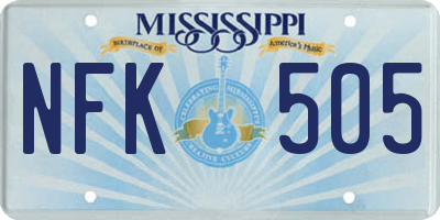 MS license plate NFK505