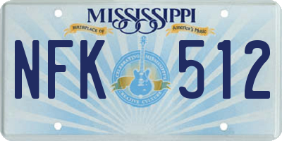 MS license plate NFK512