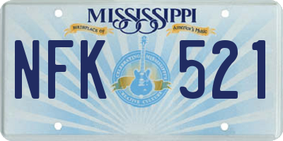 MS license plate NFK521