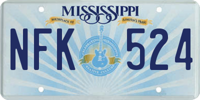 MS license plate NFK524
