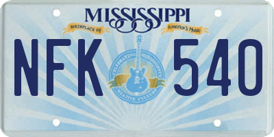 MS license plate NFK540