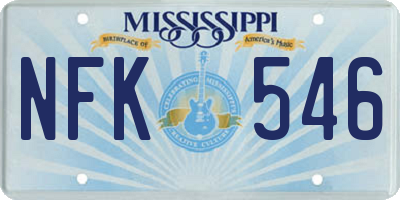 MS license plate NFK546