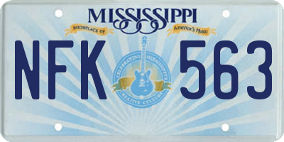 MS license plate NFK563