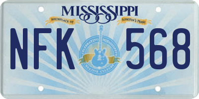 MS license plate NFK568