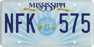 MS license plate NFK575