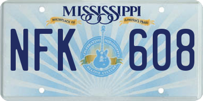 MS license plate NFK608