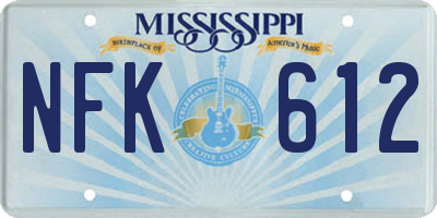 MS license plate NFK612