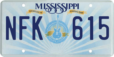 MS license plate NFK615