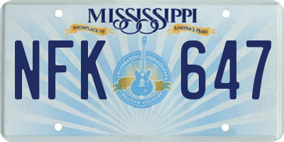 MS license plate NFK647