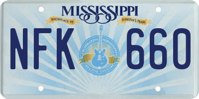 MS license plate NFK660