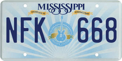 MS license plate NFK668