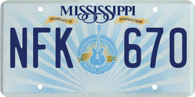 MS license plate NFK670