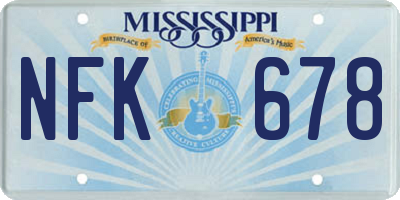 MS license plate NFK678