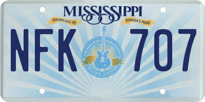 MS license plate NFK707