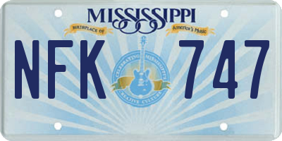 MS license plate NFK747