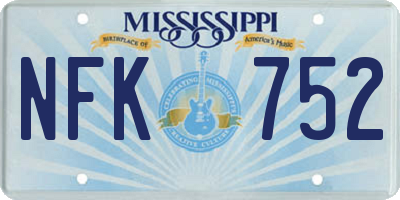 MS license plate NFK752
