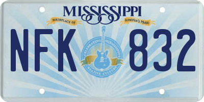 MS license plate NFK832
