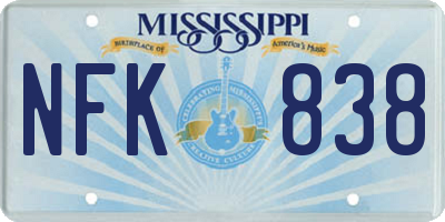 MS license plate NFK838