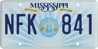 MS license plate NFK841