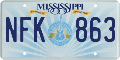 MS license plate NFK863