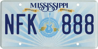 MS license plate NFK888