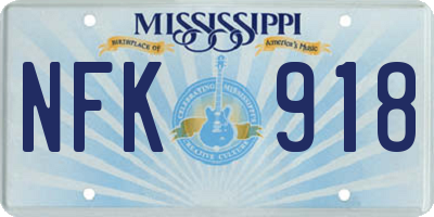 MS license plate NFK918