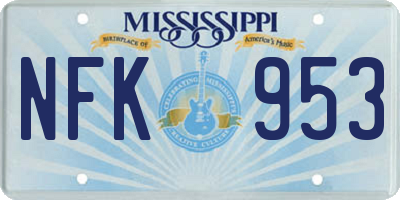 MS license plate NFK953