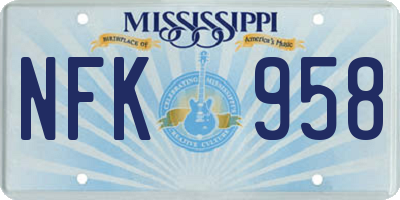 MS license plate NFK958