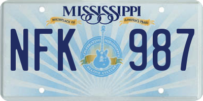 MS license plate NFK987