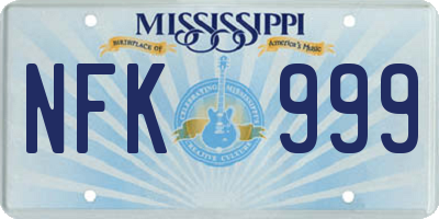 MS license plate NFK999