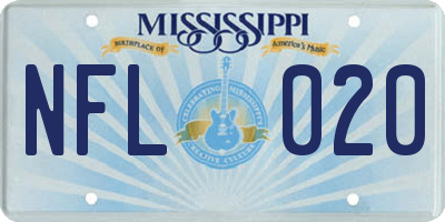 MS license plate NFL020