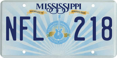 MS license plate NFL218