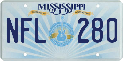 MS license plate NFL280