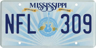 MS license plate NFL309