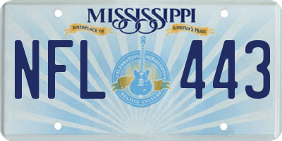MS license plate NFL443