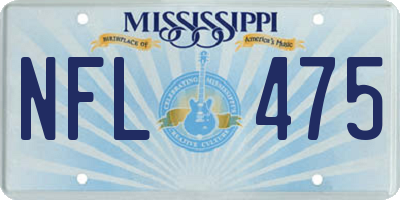 MS license plate NFL475