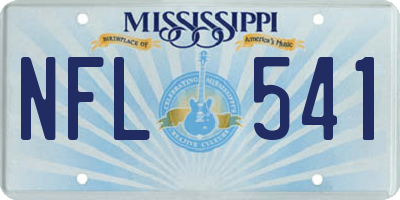 MS license plate NFL541