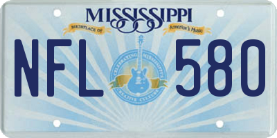 MS license plate NFL580