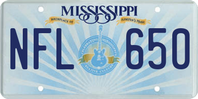 MS license plate NFL650